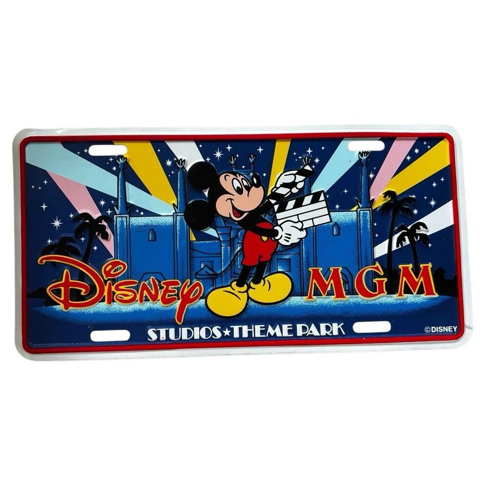 Vintage Disney-MGM Studios Theme Park License Plate Mickey Mouse Metal Auto Tag